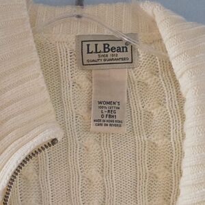 L.L. Bean Women's Ivory Cable Knit Cardigan
